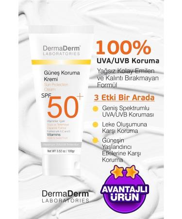 DermaDerm Natural Sun Protection Cream Spf 50 Factor 100gr - Buy Online on GoSupps.com