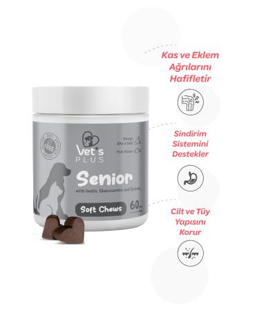Vet's Plus Senior Inulin and Glucosamine Chewable Tablets for Older Cats and Dogs (60's) - Buy Online on GoSupps.com