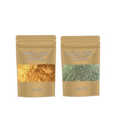 EMS AVM YELLOW CLAY & GREEN CLAY NATURAL FACE MASK CLAY MASK POWDER CLAY 2 X 100 GR.