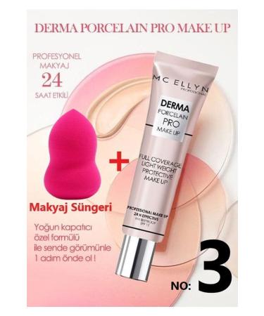 Mcellyn Pro Makeup Waterproof Spf15 Derma Porcelain Concealer Foundation + Makeup Sponge