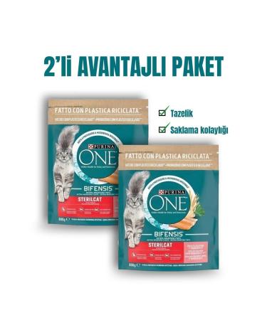Purina One Salmon Sterilized Adult Cat Food 1.6 Kg (800 GR X 2 PIECES)