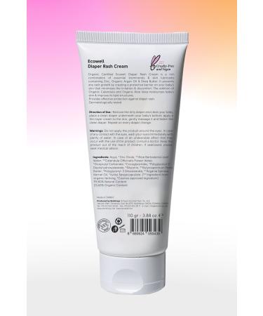 Ecowell Organic Diaper Rash Cream Vegan Certified Newborn Zinc Cream Moisturizer Anti-Irritation 110gr - Buy Online on GoSupps.com