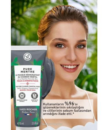 Yves Rocher Pure Menthe Charcoal Mask for Combination Oily and Acne Prone Skin - 75 ml - Buy Online on GoSupps.com