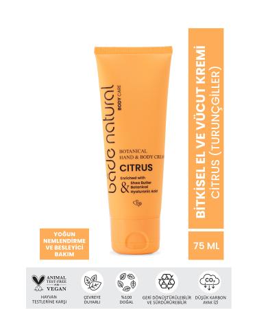 Bade Natural Citrus Herbal Hand and Body Cream 0 Natural and Vegan 75ml