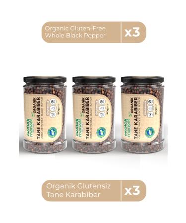 Organic Gluten-Free Whole Black Pepper 80 Gr x3