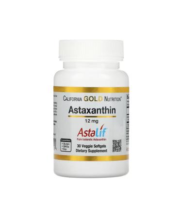 California Gold Nutrition Astaxanthin Astalif Pure Icelandic 12 mg 30 Veggie Softgels