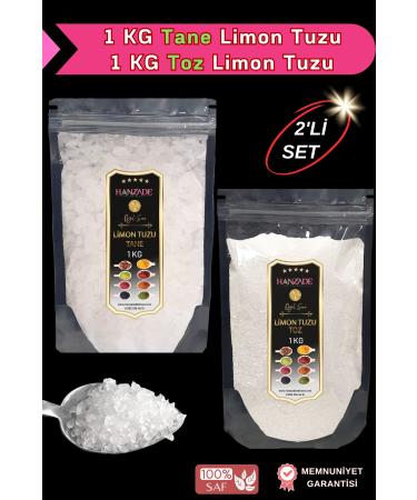 Hanzade Herbal Lemon Salt Grain 1 Kg + Lemon Salt Powder 1 Kg Set