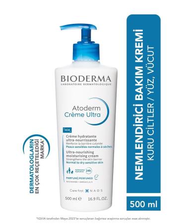 Bioderma Atoderm Cream Ultra Moisturizing Face Body Care Cream for Normal and Dry Skin 500 ml