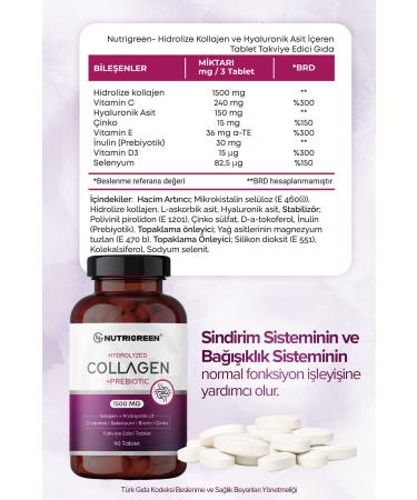 Nutrigreen 0 Natural Hydrolyzed Collagen Probiotic Content 90 Tablets - Buy Online on GoSupps.com