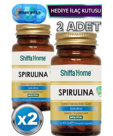 Shiffa Home 2 Pieces Spirulina 60 Pieces Herbal Capsules 720 Mg