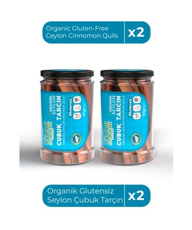 Ecology Market Organic Gluten-Free Ceylon Cinnamon Sticks 25 Gr x2 / Organic Gluten-Free Ceylon Cinnamon Quils 25 Gr x2