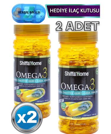Shiffa Home 2 Pieces Omega 3 Fish Oil 100 Pieces 1000 mg Softgel