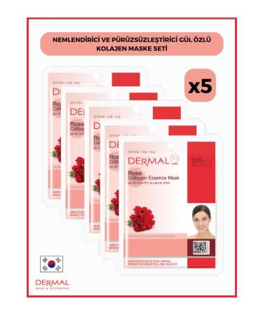 Dermal Moisturizing and Smoothing Rose Essence Collagen Mask 23gr 5 Pieces