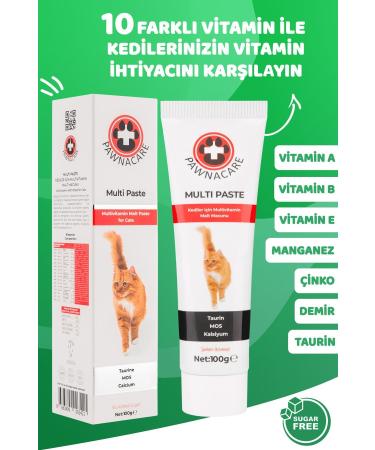 PAWNACARE Multi Paste Cat Multivitamin Malt Paste Taurine Mos Calcium Brand New Powerful Formula 100g - Buy Online on GoSupps.com