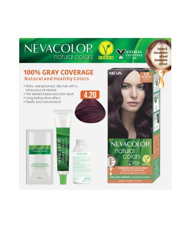 Neva Color Natural Colors 4.20 EGGPLANT PURPLE Permanent Cream Hair Dye Set - Buy Online on GoSupps.com