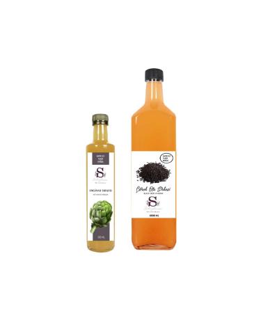 S heylaana Natural Artichoke Vinegar 500 Ml - Natural Black Cumin Vinegar 1000 Ml