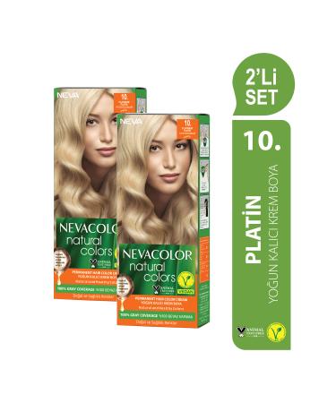 Neva Color Natural Colors 2-PIECE SET 10. PLATINUM Permanent Cream Hair Dye Set
