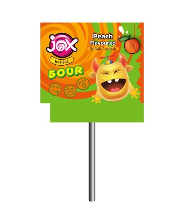 JOX Flat Embossed Face Expression Apple Lemon Peach Cherry Flavored Sour Flat Lollipop 6.2 Grx150 - Buy Online on GoSupps.com