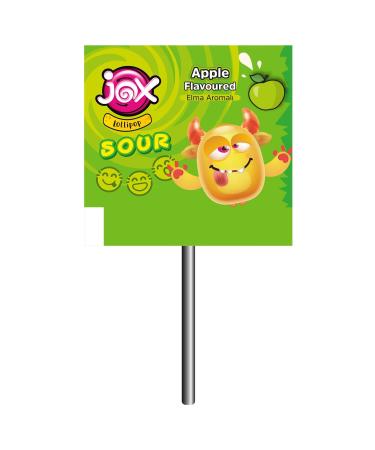 JOX Flat Embossed Face Expression Apple Lemon Peach Cherry Flavored Sour Flat Lollipop 6.2 Grx150 - Buy Online on GoSupps.com