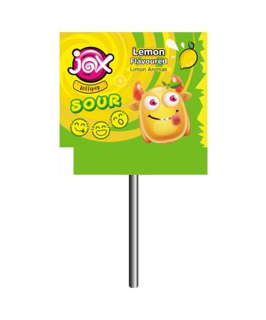 JOX Flat Embossed Face Expression Apple Lemon Peach Cherry Flavored Sour Flat Lollipop 6.2 Grx150 - Buy Online on GoSupps.com