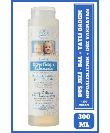 Nesti Dante Baby Caroline E Edoardo Shower Gel 300ml | Hypoallergenic and Non-Tearing | Sweet Almond Protein Extract