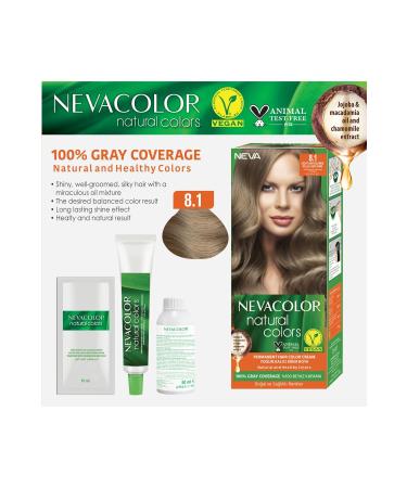 Neva Color Natural Colors 8.1 ASH LIGHT BLONDE Permanent Cream Hair Dye Set - Buy Online on GoSupps.com