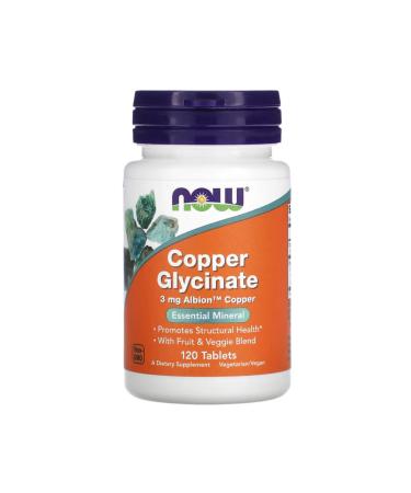 Now Foods Copper Glycinate 3 Mg 120 Tablets