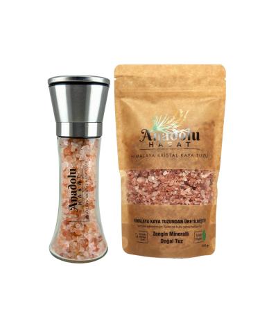 ANADOLU HASAT Himalayan rock salt granule 500gr + Salt mill 200gr