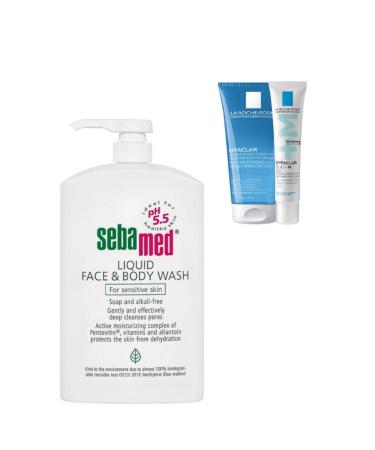 Sebamed Face and Body Liquid Cleanser 1000ml + La Roche Posay Effaclar Introduction Kit - Buy Online on GoSupps.com