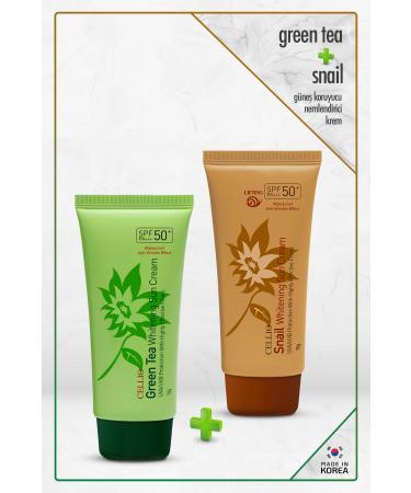 DR. CELLIO 2-pack Sun Cream Green Tea + Snail Sunscreen Moisturizing Cream Spf50 Pa Uva/uvb