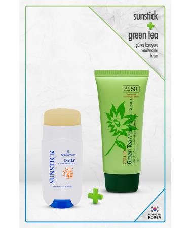 DR. CELLIO 2-pack Sun Cream Sunstick + Green Tea Sunscreen Moisturizing Cream Spf50 Pa Uva/uvb