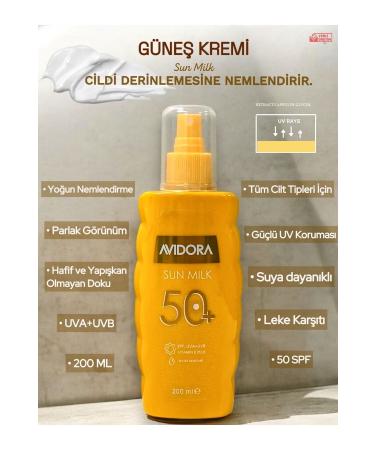 AVIDORA SUN CREAM SUN MILK 50 SPF 200 ML