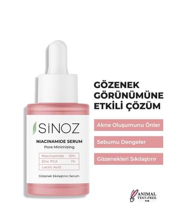 Sinoz Pore Tightening Sebum Balancing Anti-Acne Serum Niacinamide 10% + Zinc Pca 1% 30 Ml