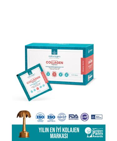 Naturagen Collagen Beauty 30-Piece Sachet Peach Flavored Type 1 & Type 3 - 8 000 Mg Hydrolyzed Powder Collagen