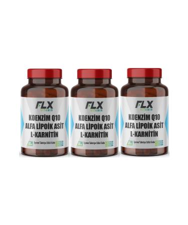 FLX Coenzyme Q-10 Alpha Lipoic Acid L-carnitine Coenzyme Q10 100 Mg 60 Tablets X 3 Boxes