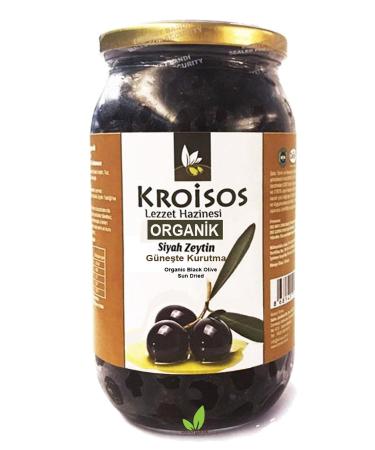 Kroisos Organic Black Olives Sun Dried 650 gr Glass Package