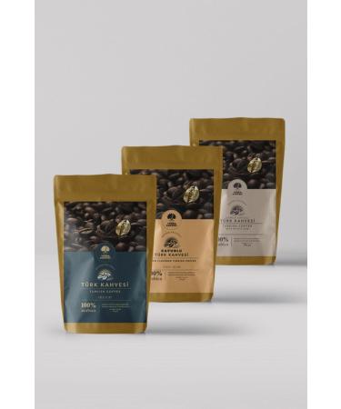 YEMEN COFFEE 100 gr Flavored Turkish Coffee Set of 3 (Mastic Mastic Turkish Coffee Melon)