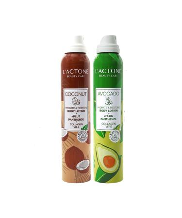 L'ACTONE Avocado & Coconut Panthenol Plus Body Lotion Set of 2