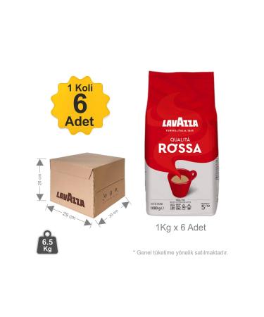 LavAzza Qualita Rossa Coffee Beans - 1 Box - 1kg X 6 Pieces