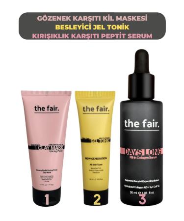 The Fair Anti-Pore Clay Mask 30 Ml Nourishing Gel Toner and Days Long Serum