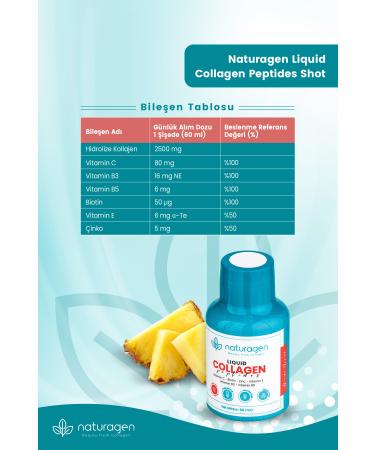 Naturagen Collagen Pineapple Flavored Liquid Collagen Shot 60 ml X12 Bottle Type 1 & Type 3 Hydrolyzed Liquid Collagen - Buy Online on GoSupps.com