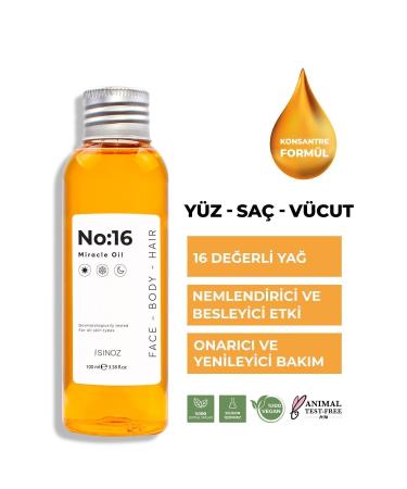Sinoz No:16 Moisturizing Nourishing Renewing Radiance Miraculous Repairing Care Oil 100 ml