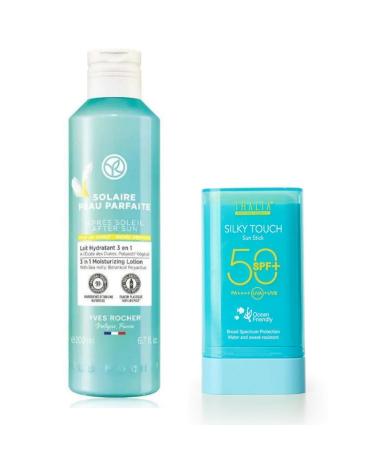 Yves Rocher After Sun Body Lotion - 3 in 1 & Stick Sun Cream 50 SPF Set