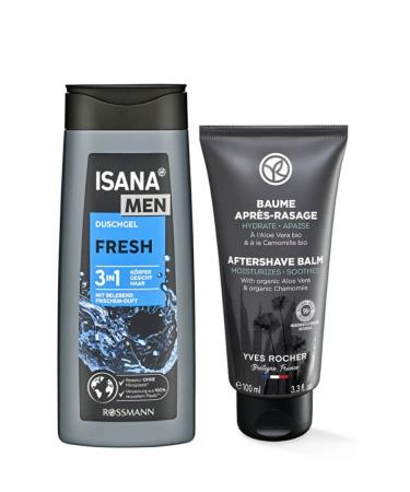 Yves Rocher Vegan Refreshing and Soothing After Shave Balsam 100ml + Isana Men Shower Gel 3 in 1 Fresh 300ml