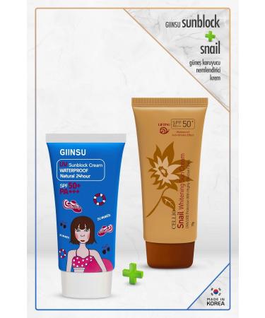DR. CELLIO 2-pack Sun Cream Sunscreen Moisturizing Cream with Giinsu + Snail Spf50 Pa Uva/uvb
