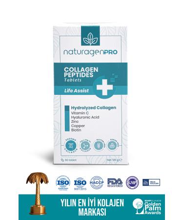Naturagen Pro Collagen 90 Tablets Hydrolyzed Collagen (TYPE-1&TYPE-3 HYALURONIC ACID VITAMIN C BIOTIN ZINC COPPER)