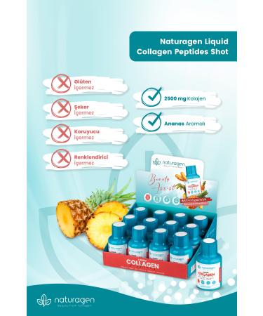 Naturagen Collagen Pineapple Flavored Liquid Collagen Shot 60 ml X12 Bottle Type 1 & Type 3 Hydrolyzed Liquid Collagen - Buy Online on GoSupps.com