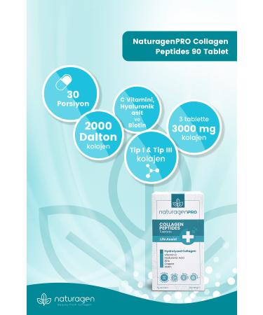 Naturagen Pro Collagen 90 Tablets Hydrolyzed Collagen (TYPE-1&TYPE-3 HYALURONIC ACID VITAMIN C BIOTIN ZINC COPPER) - Buy Online on GoSupps.com