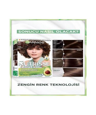 Garnier Nutrisse Intense Nourishing Permanent Cream Hair Dye 4 1:2 Luminous Brown - Buy Online on GoSupps.com