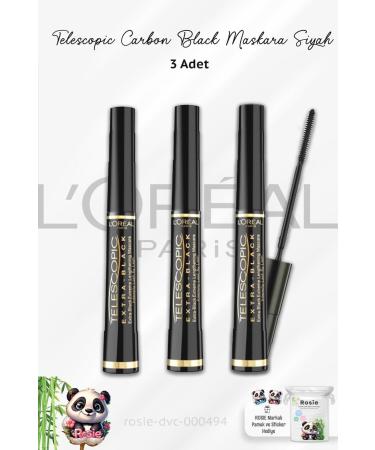 L'Oreal Paris 3 Pieces Loreal Paris Telescopic Carbon Black Mascara Black and ROSIE